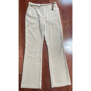 St John Sport Tan Corduroy Pants With Chain Belt Size 2